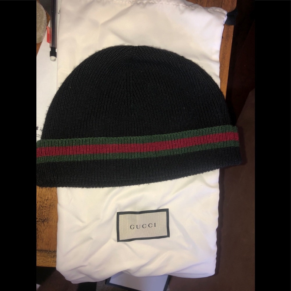 Gucci hat toque black classic g web pattrn